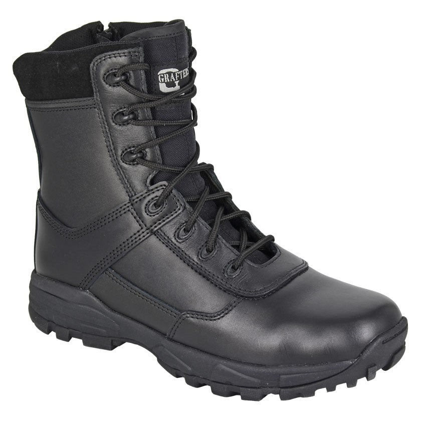 Grafters M135A Tiger Mens Black 8" Side Zip Military Police Uniform Combat Boots