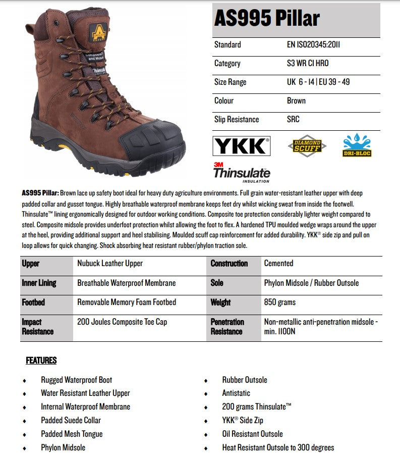 Amblers AS995 Pillar Mens Waterproof Safety Boots Amblers Safety