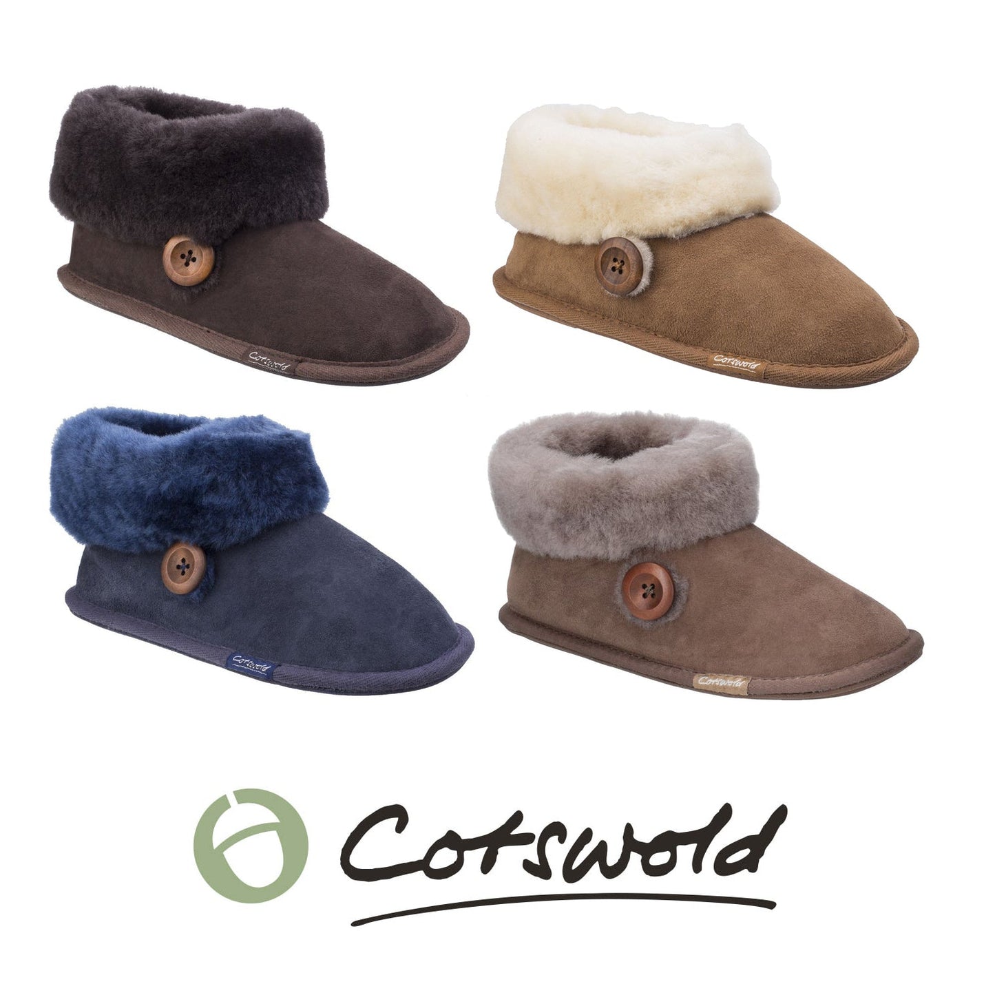 Cotswold Wotton Sheepskin Ladies Bootie Slippers Cotswold
