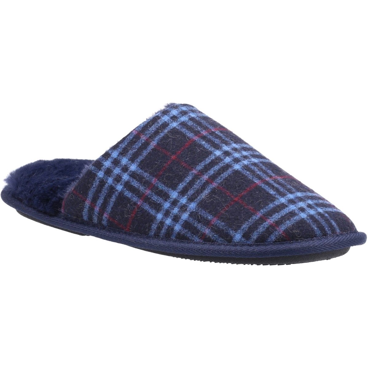 Fleet & Foster Rhys Chequered Slip-On Mens Mule Slippers Fleet & Foster