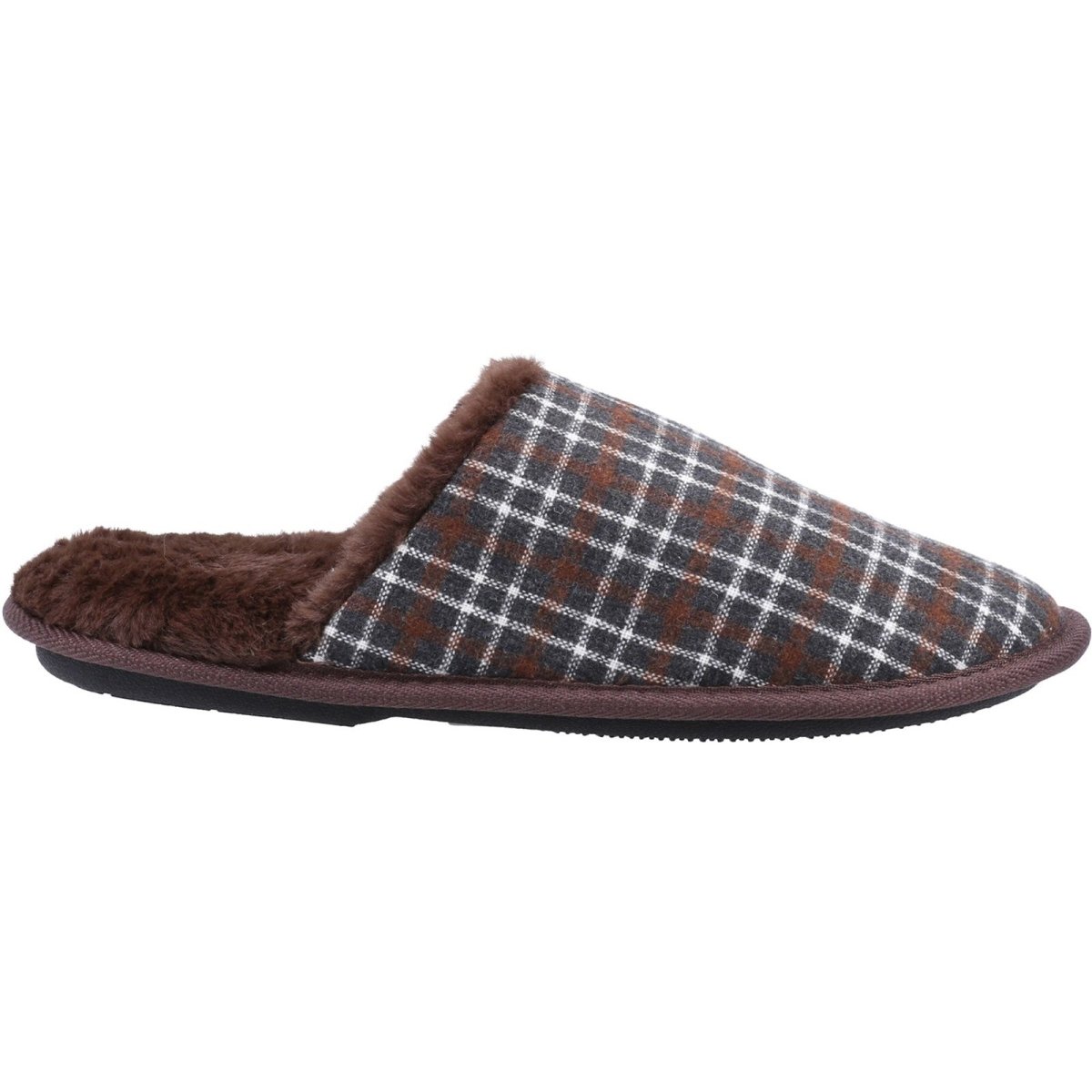 Fleet & Foster Rhys Chequered Slip-On Mens Mule Slippers Fleet & Foster