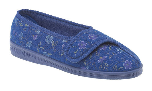 Womens Touch Fastening Slipper Comfylux LS442C Floral EE Wide Fit