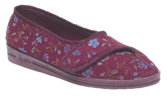 Womens Touch Fastening Slipper Comfylux LS442D Floral EE Wide Fit