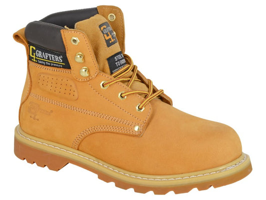 Grafters M538NY Mens Honey Work Safety Boots SBP Padded Steel Midsole