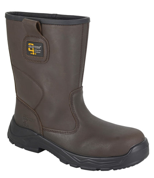Grafters Brown Mens Mens Safety Rigger Boots Leather Waterproof Steel Toe #M560B