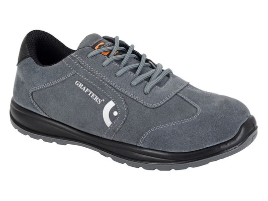 Grafters M847FS Mens Grey Suede Work Safety Trainers Shoes S1P Kevlar Midsole
