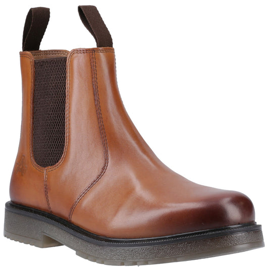 Amblers Wells Mens Tan Leather Dealer Boots Hardwearing PVC Sole
