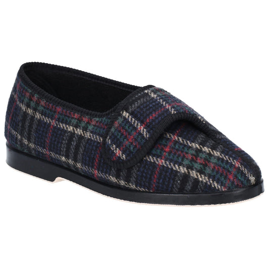 GBS Bill Mens Warm British Tartan Print Touch Fastening Slippers GBS