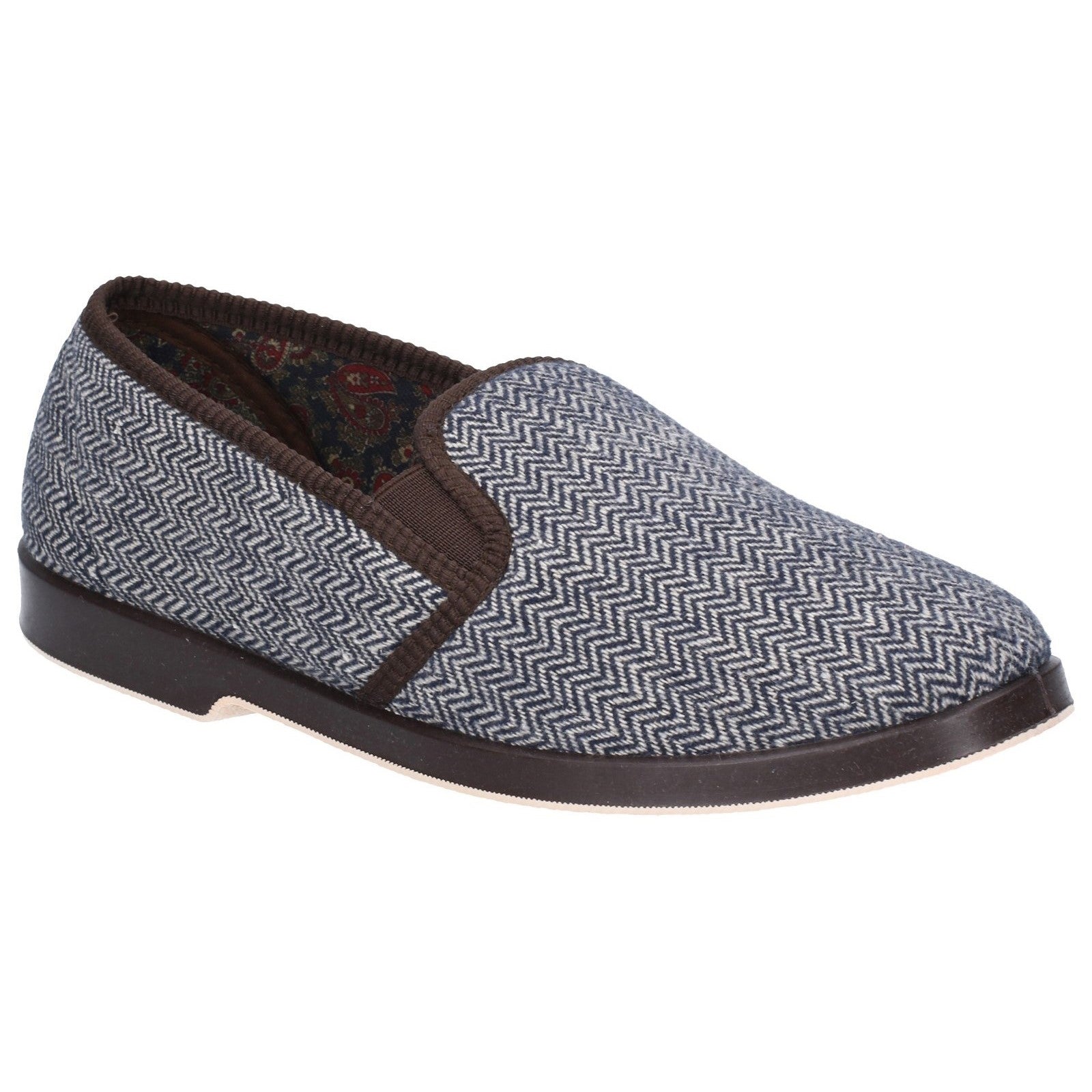 GBS Stafford Mens Warm British Twin Gusset Slippers GBS