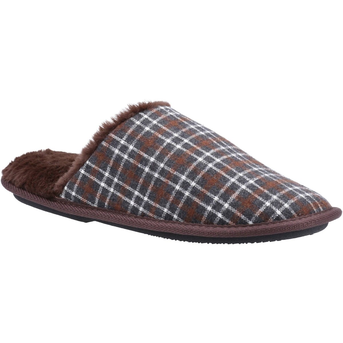 Fleet & Foster Rhys Chequered Slip-On Mens Mule Slippers Fleet & Foster